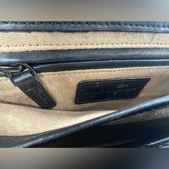 MACKAGE Keeley Black Grained Leather Crossbody Bag Top Handle - Picture 16 of 17